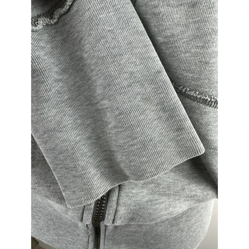 Y2K American Eagle Gray Full Zip Hoodie Women's Large Fleece Lined 2000s Preppy - Picture 14 of 16